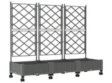 Garden Planter with Trellis&Wheels 3 pcs Light Grey PP 3423074
