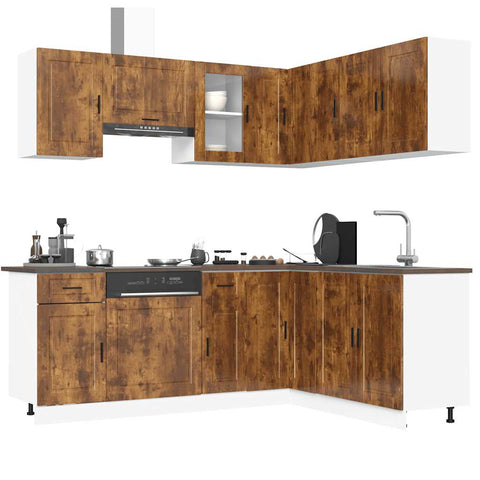 ZNTS 11 Piece Kitchen Cabinet Set Porto Smoked Oak Engineered Wood 3314966