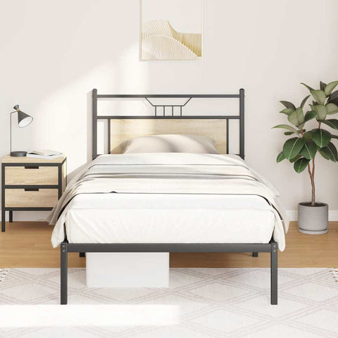 Bed Frame without Mattress Sonoma Oak 100x190 cm Engineered Wood 4106786