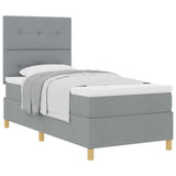 Box Spring Bed with Headboard Light grey 100 x 200 cm Fabric 3339595