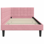 Corner Bed Frame with Headboard Pink 100 x 200 cm Velvet 42016441