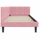 Corner Bed Frame with Headboard Pink 100 x 200 cm Velvet 42016441