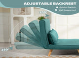 Two-Seater Linen-Look Sofa Bed - Green T3398P377859