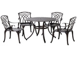 5 Pieces Garden Set for 4, Cast Aluminium Outdoor Set with 4 Armchairs and Round T3398P320369