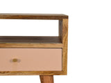 Solid Wood Mini Blush Hand Painted Bedside, 1 Drawer and Open Shelf, Beige B2743P402982