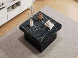 Modern square coffee table with marble look, Centre Tea Table with 4 Sliding Drawers, Coffee End N605P375112B