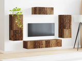 TV Cabinet Set Wall-mounted 4 pcs Old Wood Engineered Wood 3409049