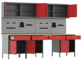 Work Cabinet with Drawer 10 pcs Red Engineered Wood and Steel 3321471