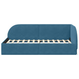 Corner Bed Frame with Headboard Blue 90 cm x 200 cm Velvet 42016645