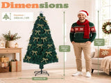6FT Green Colorful Fiber Optic Christmas Tree with 230 Tips, LED Bead Bow Ornament, Star Topper, PVC 31194782