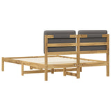 Bed Frame with Upholstered Headboard Whitewash and Light Grey 904084