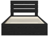 Bed Frame with Drawer Black Oak 100 x 200 cm Engineered Wood 3412005