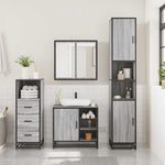 ZNTS 3 Piece Bathroom Furniture Set Grey Sonoma Engineered Wood 3301028