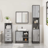 ZNTS 3 Piece Bathroom Furniture Set Grey Sonoma Engineered Wood 3301028