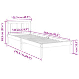 Extra Long Bed Frame without Mattress White 100x210 cm Solid Wood Pine 852433