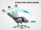 Faux Leather Reclining Office Chair, with Footrest - Grey T3398P424992