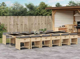 13 Piece Garden Dining Set with Cushions Mix Beige Poly Rattan 3211128