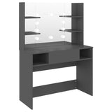 Makeup Table with LED Lights 100x40x135 cm MDF Grey 331542