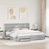 Bed Frame with Drawer Grey Sonoma 200 x 200 cm Engineered Wood 3411269