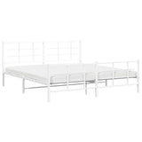 Metal Bed Frame without Mattress with Footboard White 183x213cm 355633