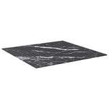 ZNTS Table Top Black 70x70 cm 6 mm Tempered Glass with Marble Design 322272