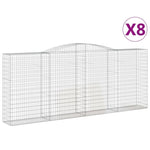 Arched Gabion Baskets 8 pcs 400x50x160/180 cm Galvanised Iron 3147041