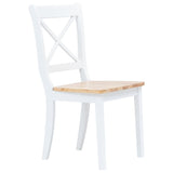 5 Piece Dining Set Solid Rubber Wood White and Brown 276870