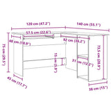 Corner Desk Black Oak 120 x 140 x 75 cm Engineered Wood 862450