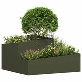 Garden Planter Olive Green 80 x 80 x 50 cm Cold-rolled Steel 873581