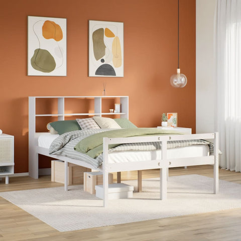 ZNTS Bookcase Bed without Mattress White 160x200 cm Solid Wood Pine 3322021
