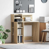Desk with Shelf Sonoma Oak 90 x 48 x 101.5 cm Engineered Wood 869524