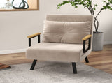 4-in-1 Velvet-Feel Single Chair Bed, with Pillow - Beige T3398P343284