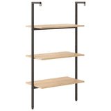 3-Tier Leaning Shelf Light Brown and Black 64x35x120.5 cm 336379