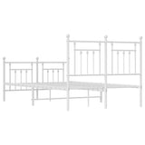 Bed Frame White Powder-Coated Steel 120x200 cm Bed Frame 353602