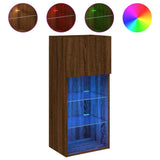 TV Cabinet with LED Lights Brown Oak 40.5x30x90 cm 837055