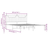 Bed Frame Black Powder-Coated Steel Double Bed Frame 353542