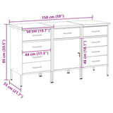Work Cabinet with Drawer 3 pcs Black and Grey 150 x 55 x 85 cm 3321372