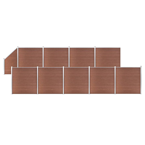 WPC Fence Set 9 Square + 1 Slanted 1657x186 cm Brown 3053223