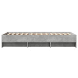 Bed Frame Concrete Grey Engineered Wood, Plywood Single Bed Frame 3295670