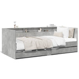 ZNTS Daybed with Drawers without Mattress Concrete Grey 90x190 cm Single 3280856