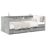 ZNTS Daybed with Drawers without Mattress Concrete Grey 100x200 cm 3280842