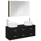 Bathroom Furniture Set 4 pcs Black Oak 3407104