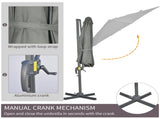 3 x 3 Cantilever Parasol with Cross Base, Garden Umbrella with 360&deg Rotation, Crank Handle and T3398P325264
