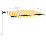 Manual Retractable Awning 450x300 cm Yellow and White 3069118
