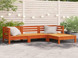 Garden Sofa 3-Seater with Footstool Wax Brown Solid Wood Pine 838058