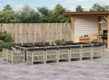 17 Piece Garden Dining Set with Cushions Light Grey Poly Rattan 3210887