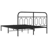 Metal Bed Frame without Mattress with Headboard Black 150x200cm 377119