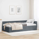 Corner Bed Frame with Headboard Dark Grey 90 cm x 190 cm Velvet 42016072