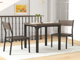 Three-Piece Minimal and Compact Dining Set, Grey Wood Grain T3398P344223