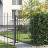 Fence Gate EMMEN 170 x 100 cm Powder-coated steel Grey Lockable 42008975